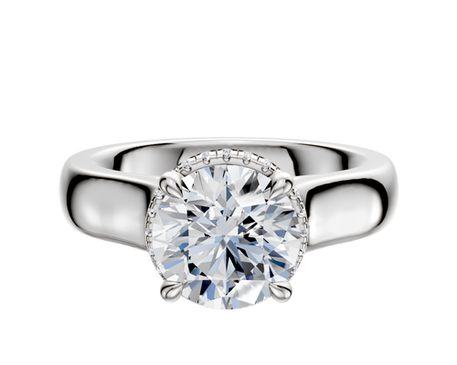 14K White Gold 4 Prong Collar Cathedral Dome 4.0mm Engagement Ring