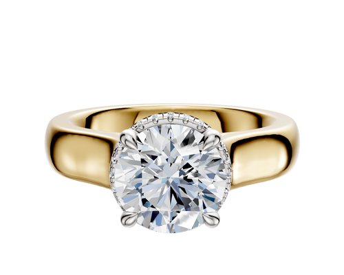 14K Two Tone 4 Prong Collar Cathedral Dome 4.0mm Engagement Ring