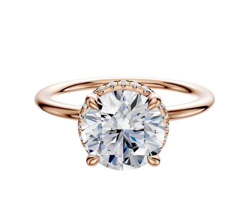 18K Rose Gold 4 Prong Collar Classic Dome 1.5mm Engagement Ring
