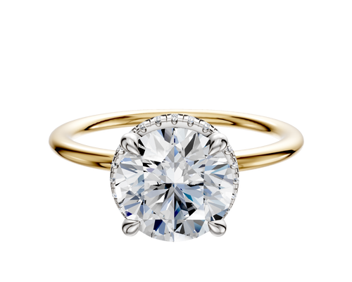 18K Two Tone 4 Prong Collar Classic Dome 1.5mm Engagement Ring
