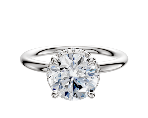 18K White Gold 4 Prong Collar Classic Dome 2.0mm Engagement Ring
