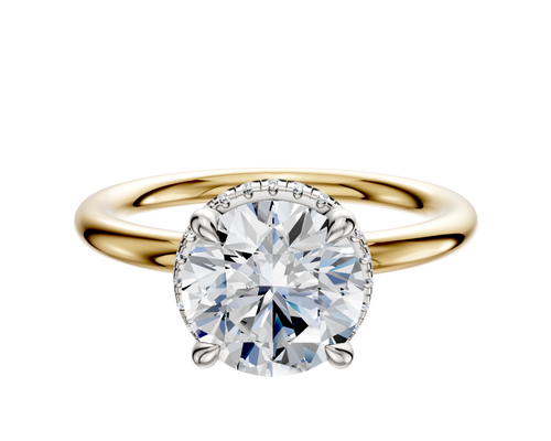 18K Two Tone 4 Prong Collar Classic Dome 2.0mm Engagement Ring