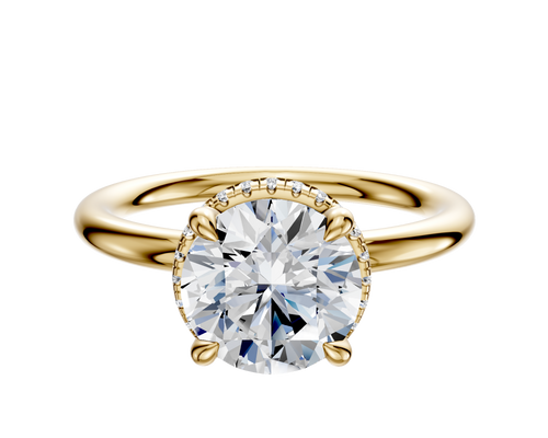 18K Yellow Gold 4 Prong Collar Classic Dome 2.0mm Engagement Ring