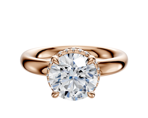 18K Rose Gold 4 Prong Collar Classic Dome 3.0mm Engagement Ring