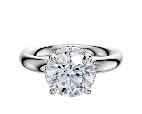 18K White Gold 4 Prong Collar Classic Dome 3.0mm Engagement Ring