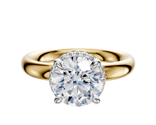 14K Two Tone 4 Prong Collar Classic Dome 3.0mm Engagement Ring