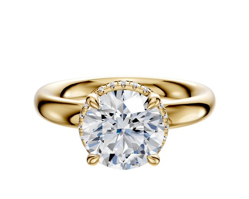 14K Yellow Gold 4 Prong Collar Classic Dome 3.0mm Engagement Ring