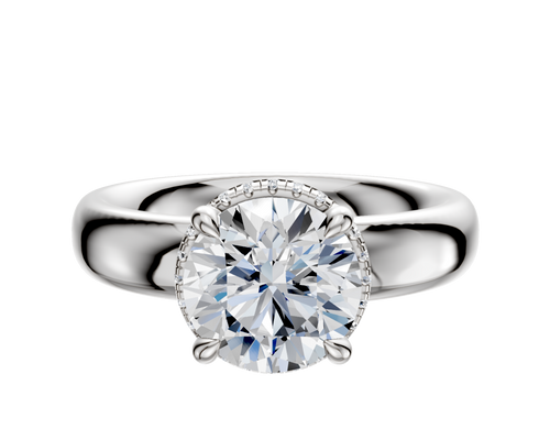 18K White Gold 4 Prong Collar Classic Dome 4.0mm Engagement Ring