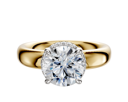 14K Two Tone 4 Prong Collar Classic Dome 4.0mm Engagement Ring