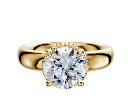 14K Yellow Gold 4 Prong Collar Classic Dome 4.0mm Engagement Ring