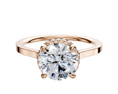 18K Rose Gold 4 Prong Collar Cathedral Flat 1.5mm Engagement Ring