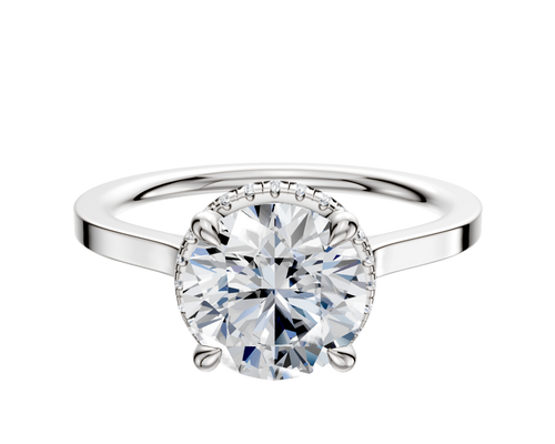 Platinum 4 Prong Collar Cathedral Flat 1.5mm Engagement Ring