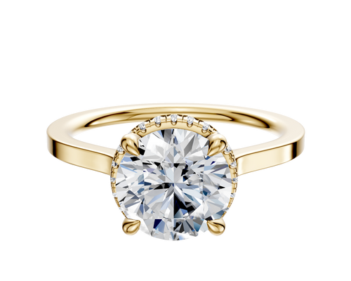 18K Yellow Gold 4 Prong Collar Cathedral Flat 1.5mm Engagement Ring