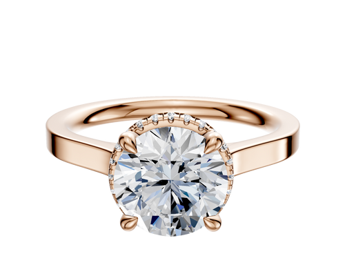 18K Rose Gold 4 Prong Collar Cathedral Flat 2.0mm Engagement Ring