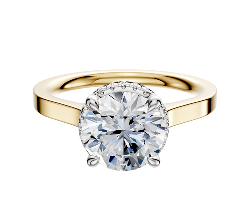 14K Two Tone 4 Prong Collar Cathedral Flat 2.0mm Engagement Ring