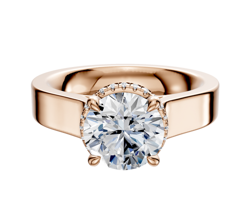 18K Rose Gold 4 Prong Collar Cathedral Flat 4.0mm Engagement Ring
