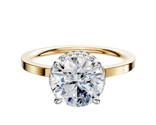 14K Two Tone 4 Prong Collar Classic Flat 1.5mm Engagement Ring