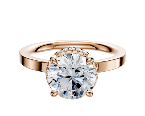 18K Rose Gold 4 Prong Collar Classic Flat 2.0mm Engagement Ring