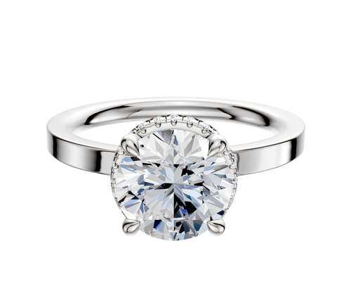 14K White Gold 4 Prong Collar Classic Flat 2.0mm Engagement Ring