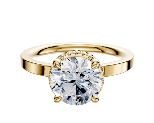 14K Yellow Gold 4 Prong Collar Classic Flat 2.0mm Engagement Ring