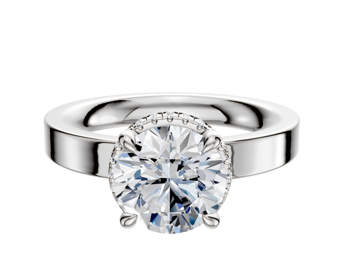 14K White Gold 4 Prong Collar Classic Flat 3.0mm Engagement Ring