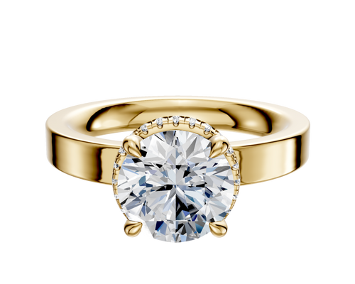 18K Yellow Gold 4 Prong Collar Classic Flat 3.0mm Engagement Ring