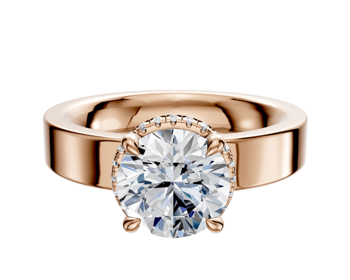 18K Rose Gold 4 Prong Collar Classic Flat 4.0mm Engagement Ring