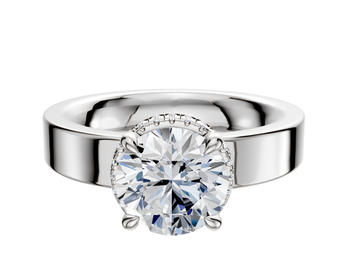 18K White Gold 4 Prong Collar Classic Flat 4.0mm Engagement Ring