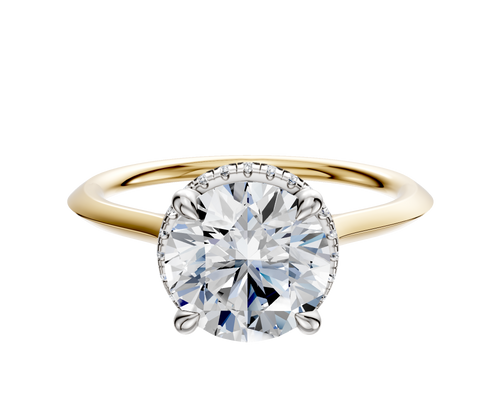 14K Two Tone 4 Prong Collar Cathedral Knife Edge 1.5mm Engagement Ring