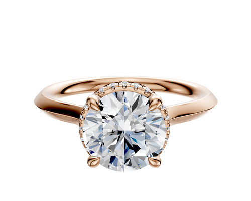14K Rose Gold 4 Prong Collar Cathedral Knife Edge 2.0mm Engagement Ring