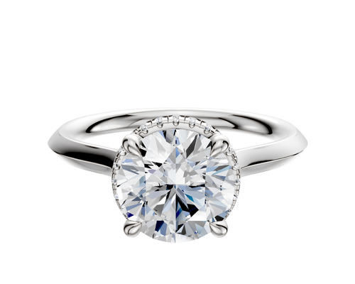 18K White Gold 4 Prong Collar Cathedral Knife Edge 2.0mm Engagement Ring
