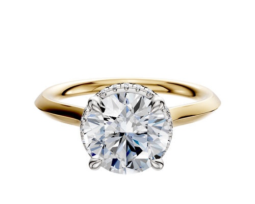 14K Two Tone 4 Prong Collar Cathedral Knife Edge 2.0mm Engagement Ring