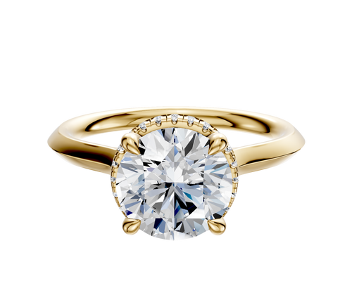 18K Yellow Gold 4 Prong Collar Cathedral Knife Edge 2.0mm Engagement Ring