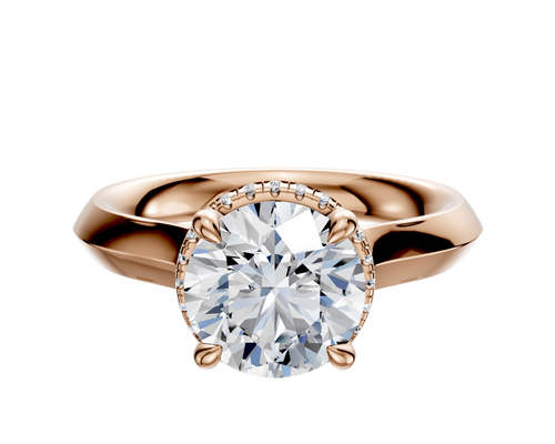 14K Rose Gold 4 Prong Collar Cathedral Knife Edge 3.0mm Engagement Ring