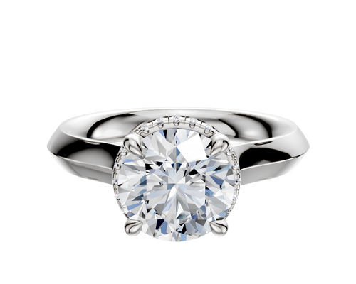 14K White Gold 4 Prong Collar Cathedral Knife Edge 3.0mm Engagement Ring