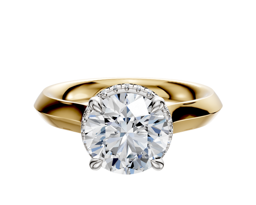 14K Two Tone 4 Prong Collar Cathedral Knife Edge 3.0mm Engagement Ring