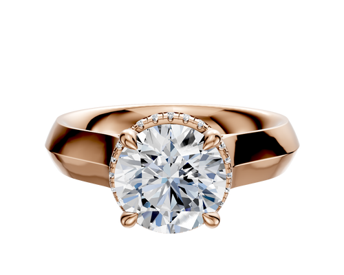 18K Rose Gold 4 Prong Collar Cathedral Knife Edge 4.0mm Engagement Ring