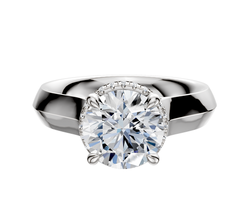 18K White Gold 4 Prong Collar Cathedral Knife Edge 4.0mm Engagement Ring