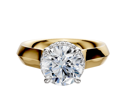 14K Two Tone 4 Prong Collar Cathedral Knife Edge 4.0mm Engagement Ring