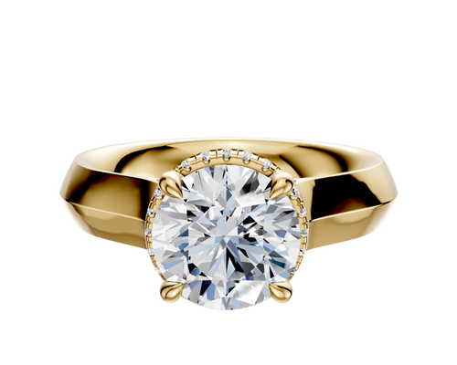 14K Yellow Gold 4 Prong Collar Cathedral Knife Edge 4.0mm Engagement Ring