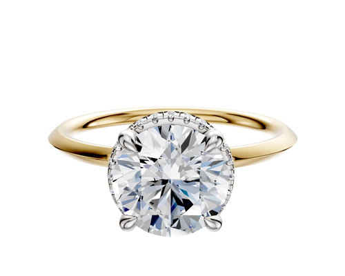 14K Two Tone 4 Prong Collar Classic Knife Edge 1.5mm Engagement Ring