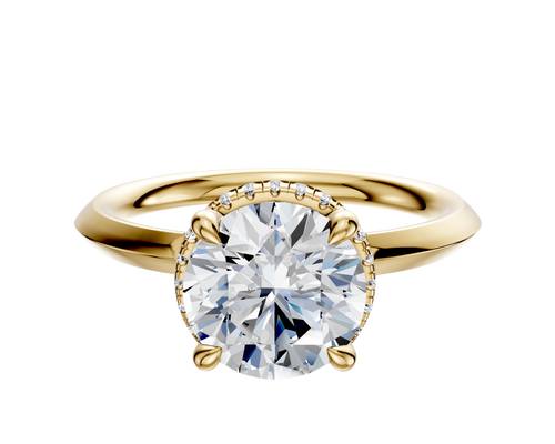 14K Yellow Gold 4 Prong Collar Classic Knife Edge 2.0mm Engagement Ring