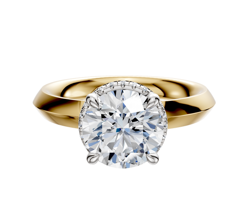 14K Two Tone 4 Prong Collar Classic Knife Edge 3.0mm Engagement Ring