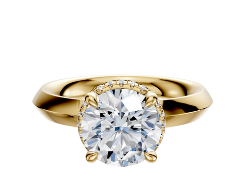 14K Yellow Gold 4 Prong Collar Classic Knife Edge 3.0mm Engagement Ring