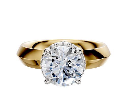 18K Two Tone 4 Prong Collar Classic Knife Edge 4.0mm Engagement Ring