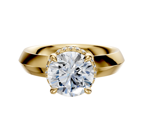 14K Yellow Gold 4 Prong Collar Classic Knife Edge 4.0mm Engagement Ring