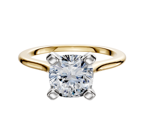 18K Two Tone 4 Prong Cathedral Dome 1.5mm Engagement Ring