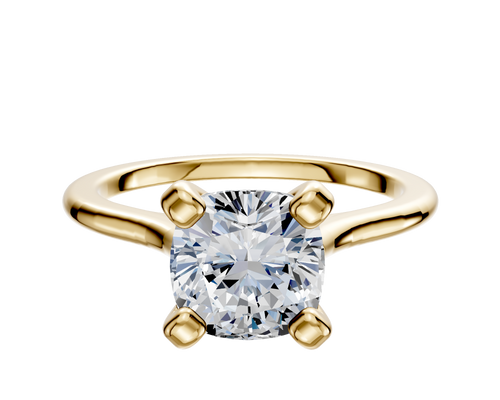18K Yellow Gold 4 Prong Cathedral Dome 1.5mm Engagement Ring