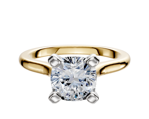 18K Two Tone 4 Prong Cathedral Dome 2.0mm Engagement Ring
