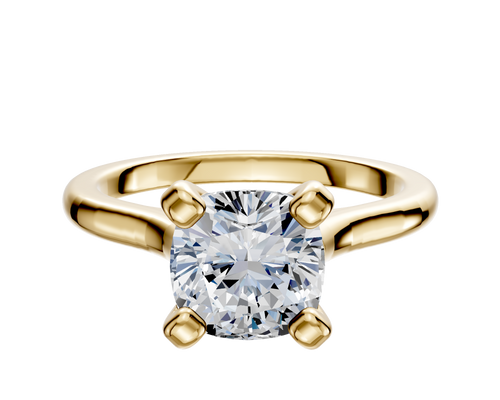 18K Yellow Gold 4 Prong Cathedral Dome 2.0mm Engagement Ring